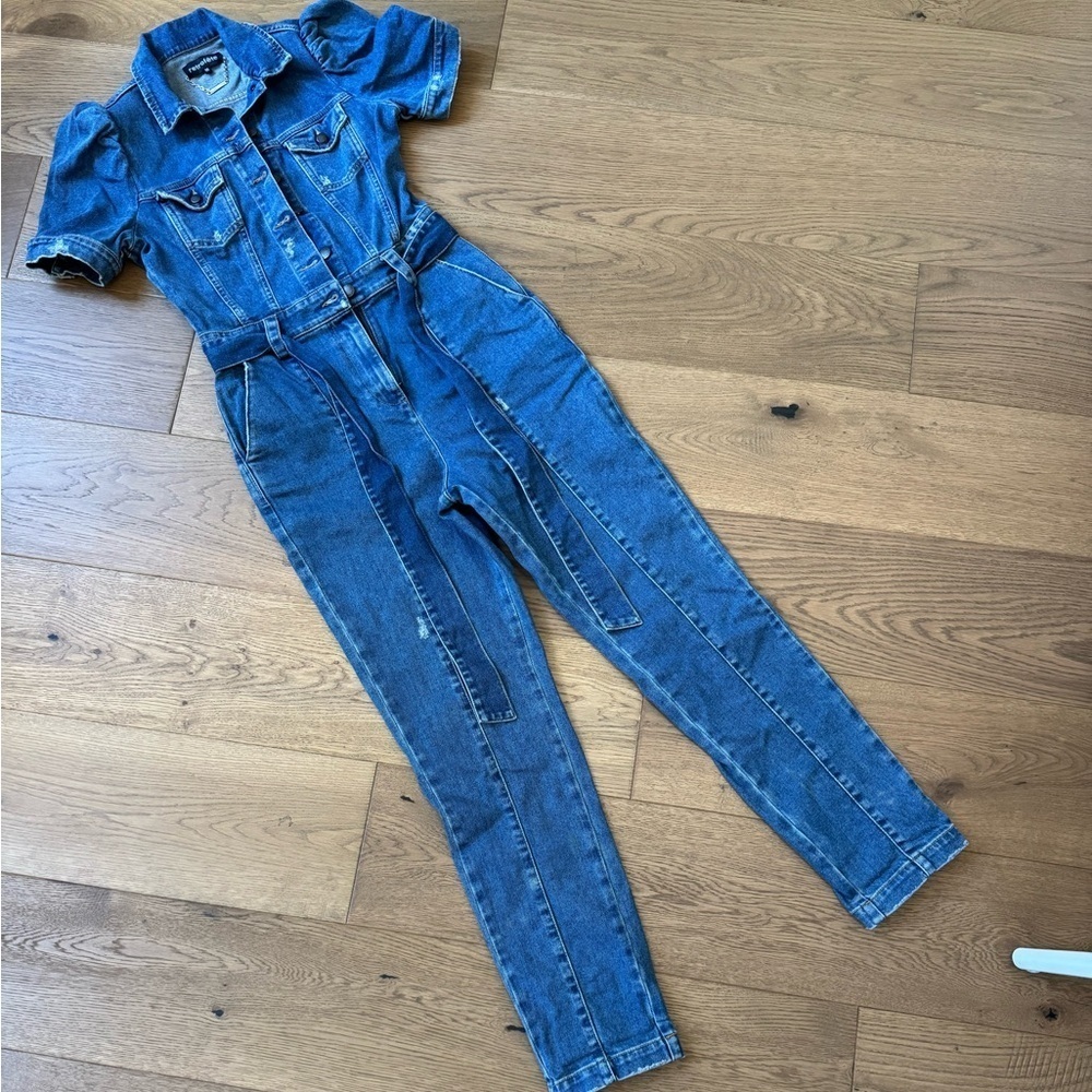 Retrofete Tori Denim Jean Jumpsuit - Size M - Like New - Medium Wash Blue